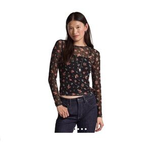 Old Navy X Anna Sui Black Floral Long Sleeve Top
